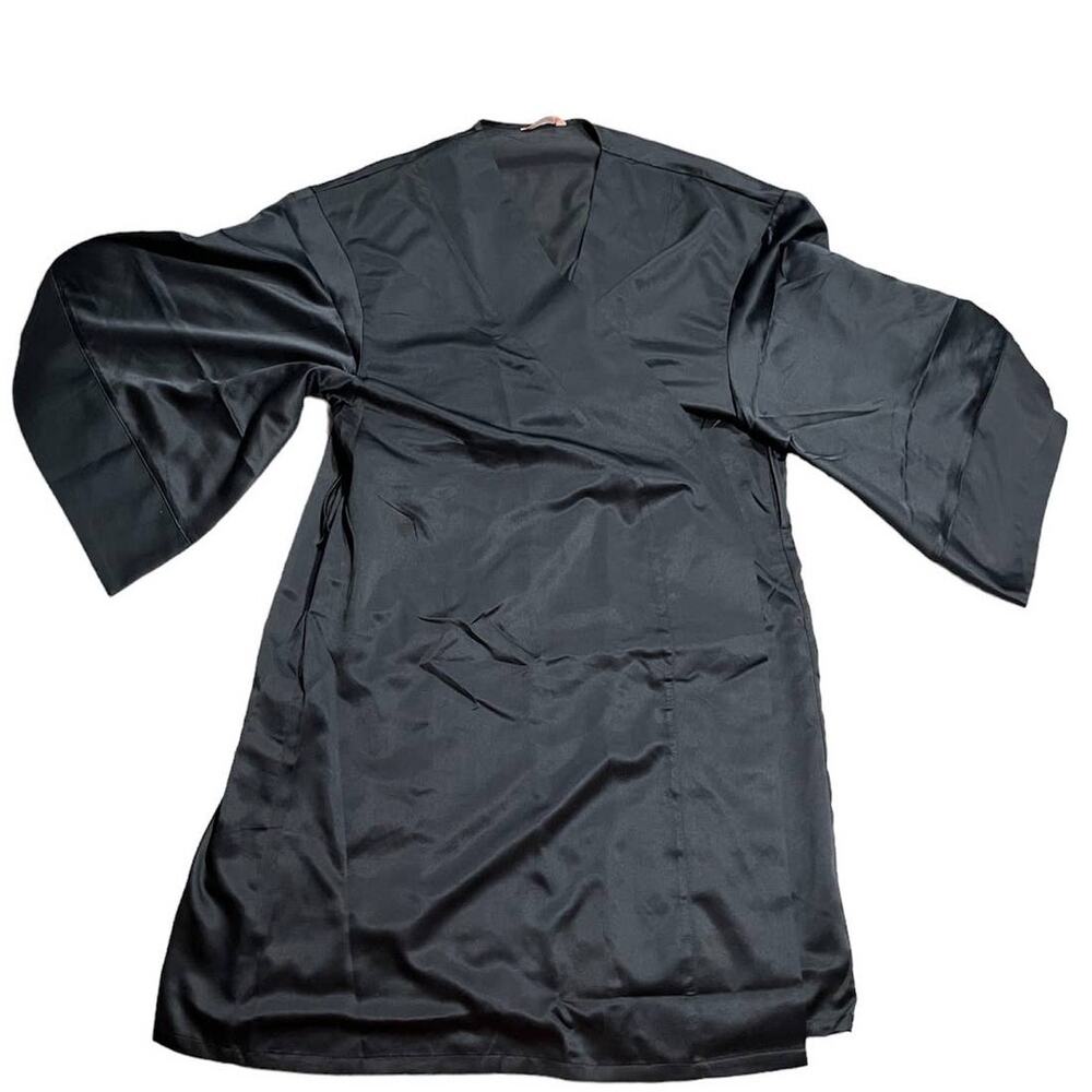 NWT ThirdLove Robe Silky Womens Sz OS Satin Short Sleeve Missing Tie Belt Black